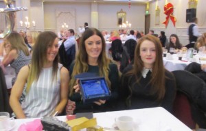 Ann Keogan, Equine and Training Manager,  Colette Needham, FYHP Administrator and  Sabrina Layden the “ Most Improved Member of the FYHP this year" admiring the South Dublin Community Endeavour Social Inclusion Award 2015 