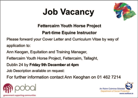 FYHP Part time Equine Trainer Advertisement